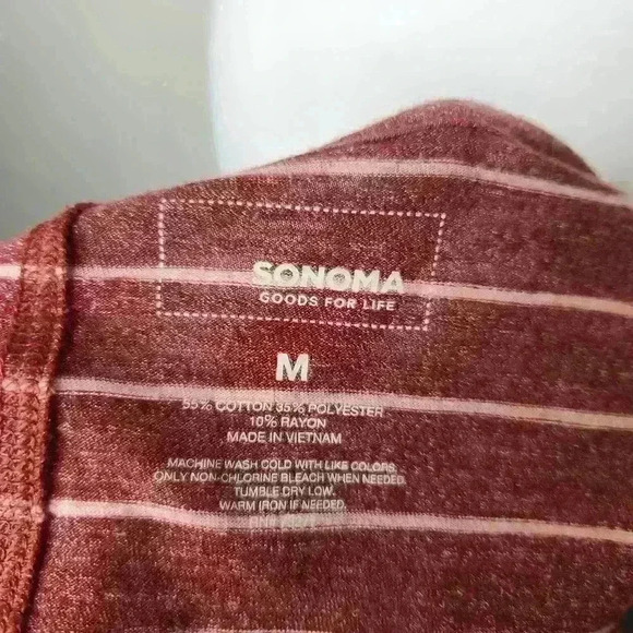 Sonoma Women's red pink striped 3/4 sleeve blouse size medium - Picture 6 of 6